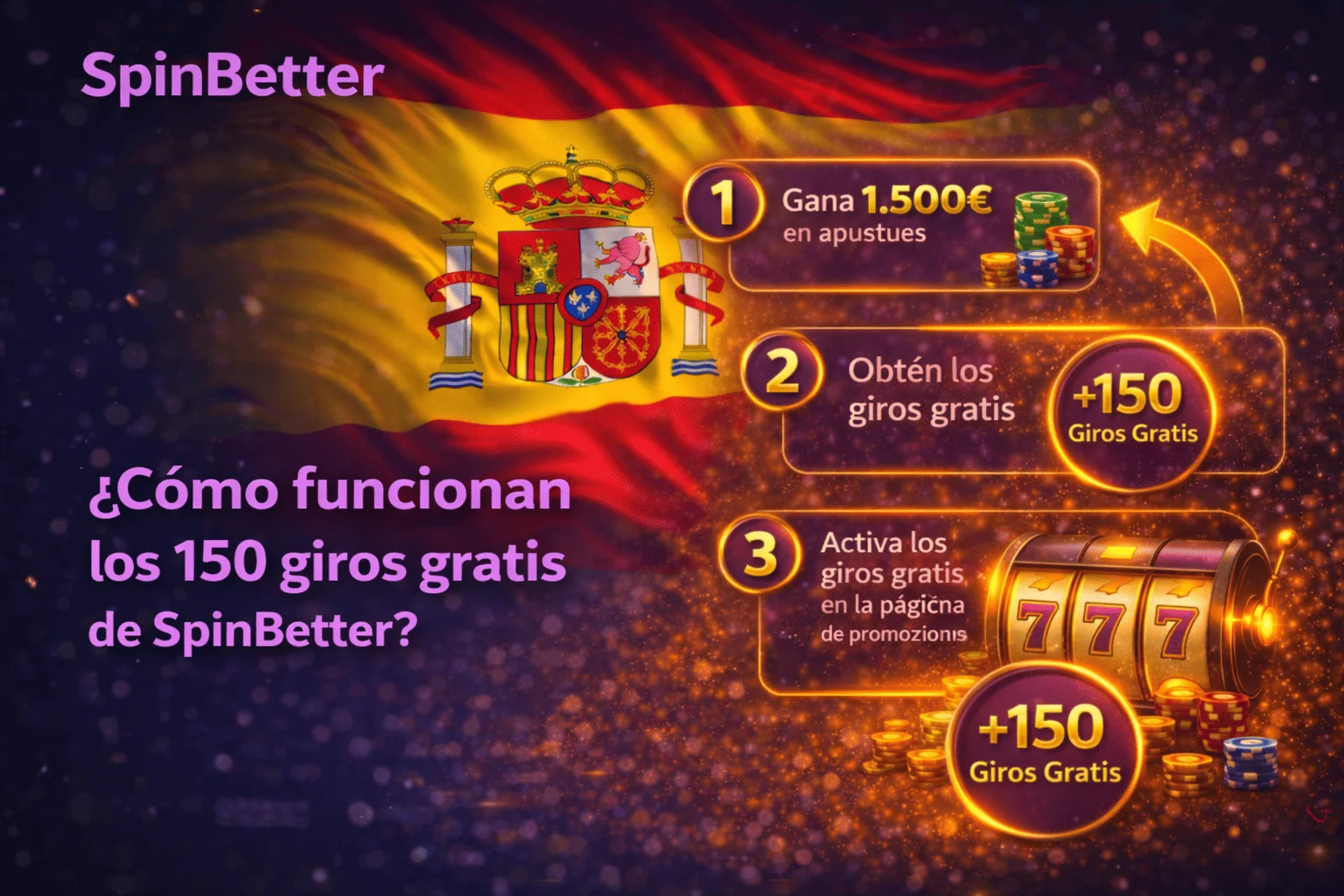 Cómo funcionan los 150 giros gratis de SpinBetter