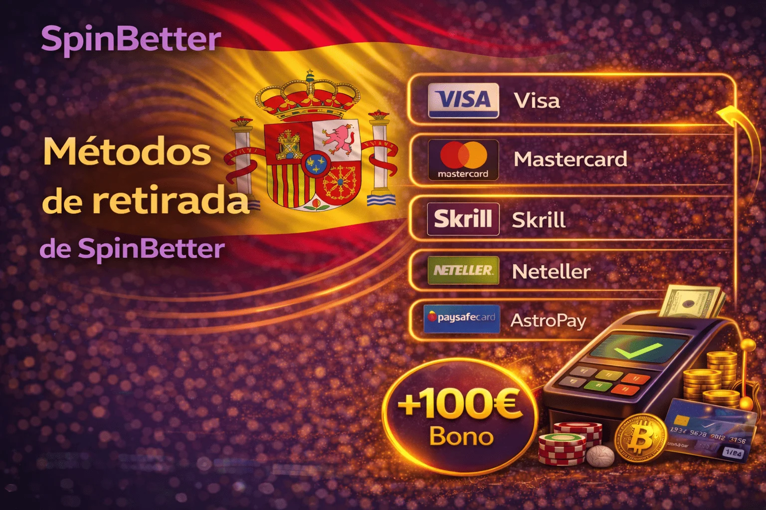 Métodos de retirada de SpinBetter